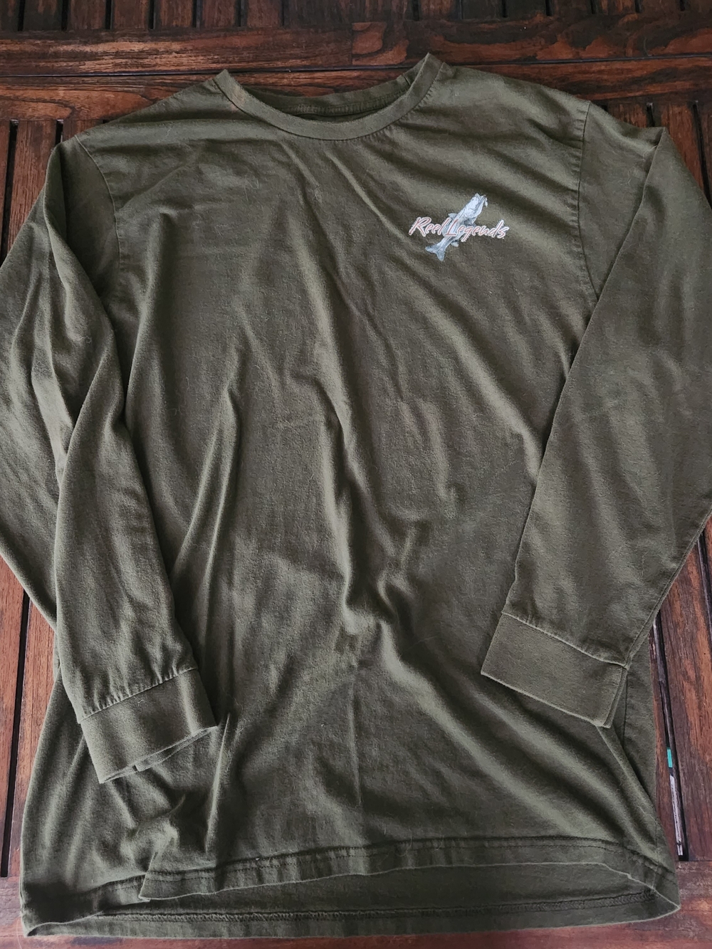 Men's Reel Legends Green Long Sleeve TShirt Size Large Florida Snook Fishing